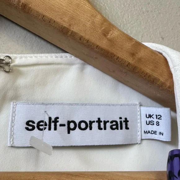 Self Portrait (NWT) White lace bib collar pleated mini dress - Picture 10 of 12